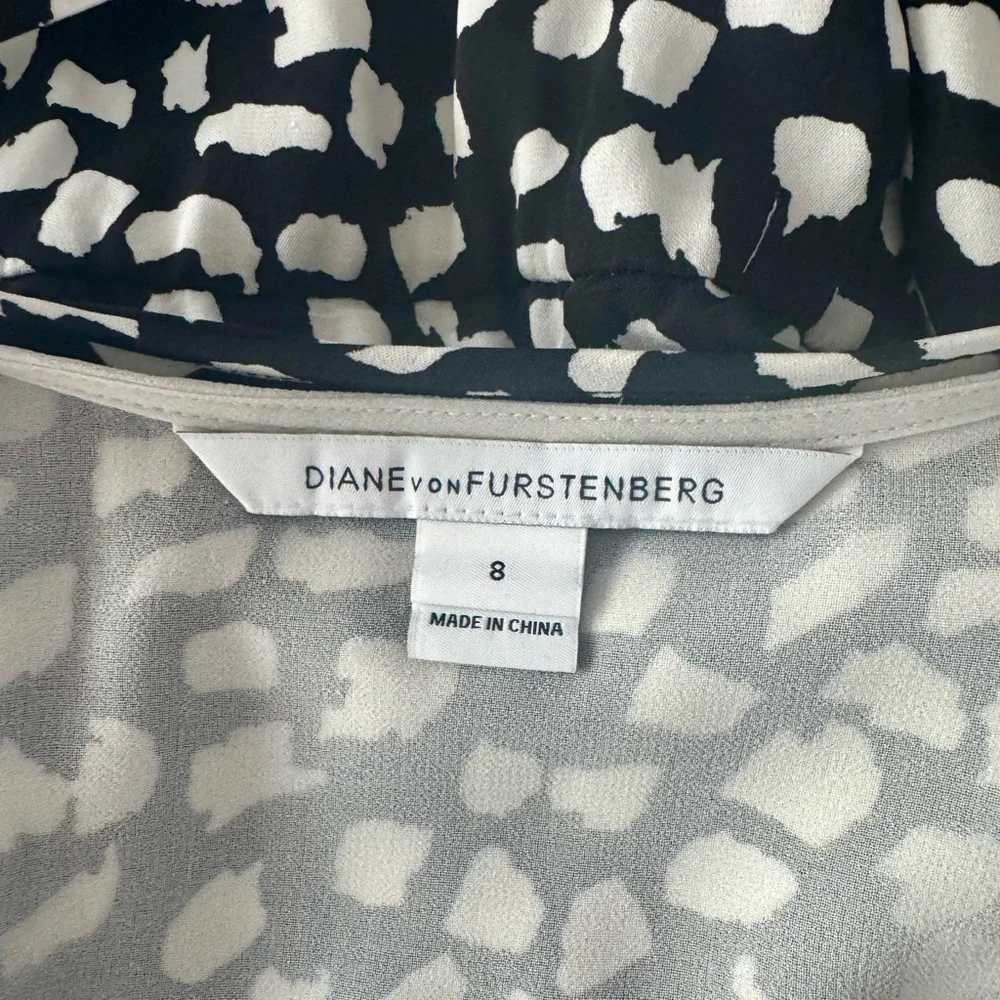 Diane Von Furstenberg Rachel Black and White Sheath Mini Dress - Picture 2 of 9